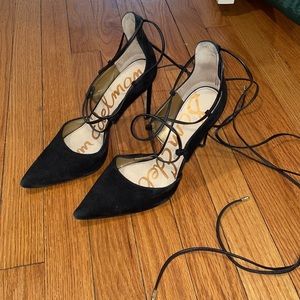 Sam Edelman Women's Dayna Black Suede Leather Lace Up Pumps 8 M